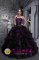 Strapless Appliques and Decorate Bodice Ruffles Taffeta and Organza Exclusive Drak Purple and Black Quinceanera Dresses in Aptos CA