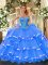 Colorful Blue Sweetheart Lace Up Beading and Ruffled Layers Sweet 16 Dress Sleeveless