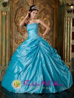 Hudson Massachusetts/MA Modest Teal Strapless Appliques Decorate Quinceanera Dress(SKU QDZY194J4BIZ)