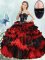 Beading and Ruffled Layers Sweet 16 Quinceanera Dress Red And Black Lace Up Sleeveless Floor Length