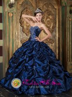 Boaz Alabama/AL Pretty Strapless Sweetheart Navy Blue Quinceanera Dress with Picks-up Taffeta Ball Gown