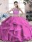 Sleeveless Beading and Lace and Ruffles Lace Up Quinceanera Dress