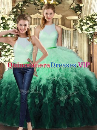 Multi-color Sleeveless Ruffles Floor Length Quinceanera Dress