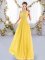 Scoop Sleeveless Zipper Court Dresses for Sweet 16 Gold Chiffon