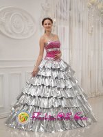 Beautiful strapless Popular Princess Quinceanera Dress with Brilliant silver In Prescott Valley AZ　(SKU QDZY425y-1BIZ)