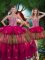 Burgundy Sweetheart Neckline Beading and Ruffled Layers Sweet 16 Quinceanera Dress Sleeveless Lace Up