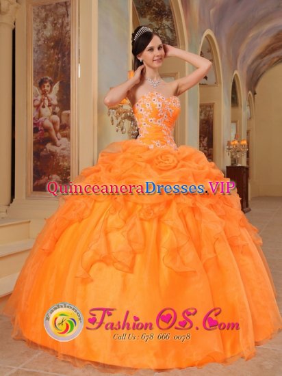 Mountain Home Arkansas/AR Appliques and Pick-ups For sweetheart Orange Quinceanera Dress With Taffeta and Organza - Click Image to Close