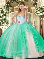 Tulle Sleeveless Floor Length Ball Gown Prom Dress and Beading and Ruffles(SKU SJQDDT1347002-2BIZ)