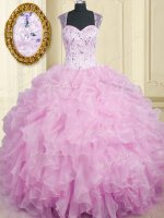 Fancy Sleeveless Zipper Floor Length Beading and Ruffles Quinceanera Dresses