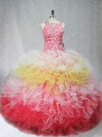 Ball Gowns Quinceanera Dresses Multi-color Scoop Tulle Sleeveless Floor Length Zipper