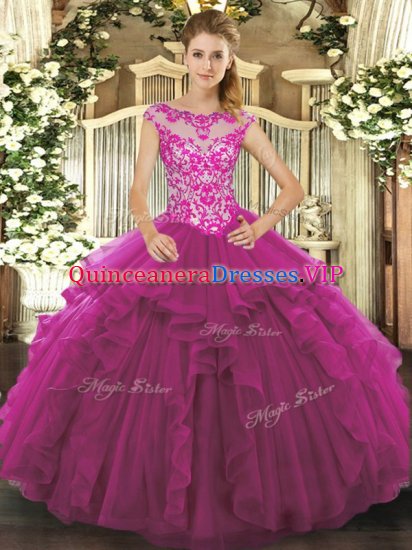 Organza Sleeveless Floor Length Quinceanera Dress and Beading and Ruffles - Click Image to Close