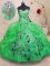 Excellent Green Zipper Sweetheart Beading and Appliques and Ruffles Quinceanera Dresses Organza Sleeveless