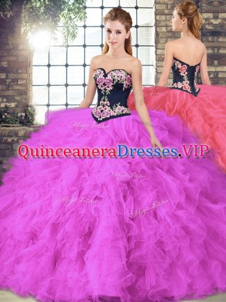 Tulle Sleeveless Floor Length Ball Gown Prom Dress and Beading and Embroidery