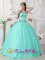 League City TX Elegant Quinceanera Dress For Quinceanera With Turquoise Sweetheart Neckline And EXquisite Appliques.