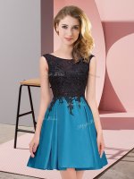 Inexpensive Teal Sleeveless Lace Mini Length Quinceanera Court of Honor Dress