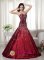 Gorgeous Wine Red A-line Sweetheart Floor-length Taffeta Beading and Embroidery Prom Dress in Sortland Norway