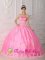 Topsham Maine/ME Floor-length and Strapless Appliques Decorate Bodice Rose Pink Quinceanera Dress