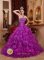 Llandudno Gwynedd Purple For Stylish Quinceanera Dress With Organza Beading Decorate Bust and Ruched Bodice