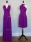 Beading and Ruching Quinceanera Dama Dress Purple Lace Up Sleeveless Floor Length