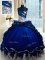 Exceptional Sweetheart Sleeveless Quinceanera Gowns Court Train Appliques and Pick Ups Royal Blue Taffeta