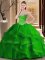 Edgy Green Sweetheart Neckline Beading and Ruffles 15th Birthday Dress Sleeveless Lace Up