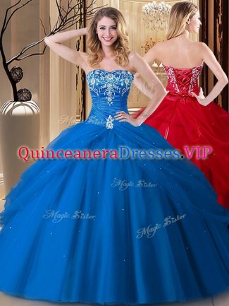 Sleeveless Lace Up Floor Length Embroidery 15 Quinceanera Dress