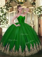 High End Tulle Sweetheart Sleeveless Zipper Appliques 15th Birthday Dress in Green(SKU SJQDDT1621002-2BIZ)