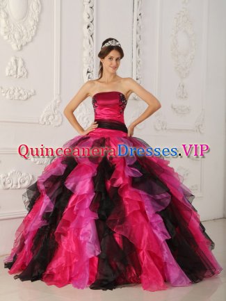 Ruffles Strapless Multi-color Quinceanera Gowns With Appliques Tulle For Sweet 16 In Monticello Iowa/IA