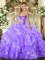 Lavender Lace Up Quinceanera Dresses Beading and Ruffled Layers Sleeveless Floor Length