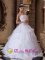 Duisburg Germany Pretty White Quinceanera Dress With Strapless Appliques Decorate Floor length Pick-ups Ball Gown