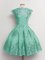 Best Cap Sleeves Lace Up Knee Length Lace Dama Dress for Quinceanera