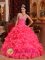 Exquisite Watermelon Red Ruffles Appliques With Beading Ruching Bodice Ball Gown Quinceanera Dress For In Fort Atkinson Wisconsin/WI