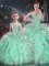 Custom Designed Floor Length Ball Gowns Sleeveless Turquoise Quinceanera Dress Lace Up