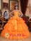 Orange Ruffles Layered Noordhoek South Africa Strapless Organza Quinceanera Dress With Bow In New Jersey