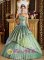 Aanekoski Finland Appliques Discount Olive Green Quinceanera Dress Strapless Ruched Bodice Taffeta and Organza Ball Gown