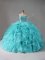 Organza Sleeveless Quinceanera Gowns and Beading and Ruffles