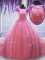 Scoop Ball Gowns Cap Sleeves Rose Pink Ball Gown Prom Dress Court Train Lace Up