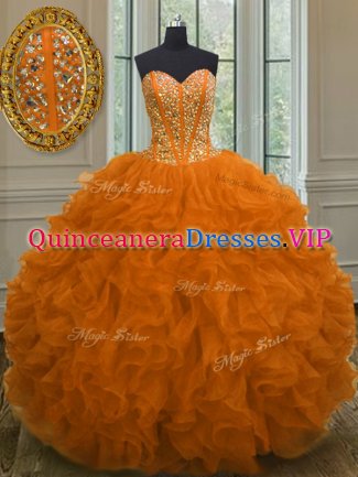 Cheap Organza Sleeveless Floor Length Quinceanera Dress and Beading and Ruffles