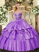 Trendy Floor Length Ball Gowns Sleeveless Lavender Quinceanera Gown Lace Up