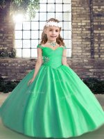 Sleeveless Beading Lace Up Little Girl Pageant Gowns