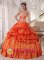 Rust Red Quinceanera Dress With Appliques Decorate Bodice and Pick-ups In Harrisville West virginia/WV