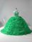 Sleeveless Beading and Pick Ups Lace Up Quinceanera Gown with Green Court Train