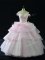 New Arrival Pink Sleeveless Brush Train Beading and Ruffled Layers Vestidos de Quinceanera