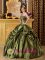 Fenwick Island Delaware/ DE Brand New Olive Green Quinceanera Dress Clearrance With Taffeta Appliques And Pick-ups Decorate