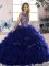 Flirting Purple Scoop Lace Up Beading and Ruffles Sweet 16 Dresses Sleeveless