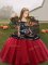 Straps Sleeveless Lace Up Child Pageant Dress Coral Red Organza