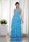 Stylish Aqua Blue Empire Strapless Floor-length Chiffon Beading Koloa Hawaii/HI Quinceanera Dama Dress