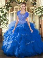 High Class Sleeveless Clasp Handle Floor Length Beading and Ruffled Layers Sweet 16 Quinceanera Dress(SKU SJQDDT1005002-1BIZ)