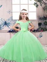 Ball Gowns Lace and Belt Kids Pageant Dress Lace Up Tulle Sleeveless Floor Length(SKU PAG1202-4BIZ)