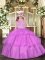 Sleeveless Floor Length Beading and Ruffled Layers Zipper Custom Made Pageant Dress with Lilac